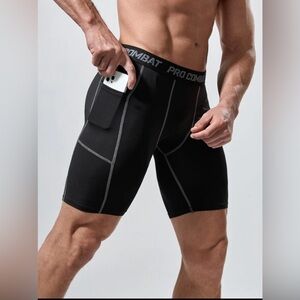 Men Black Compression Athletic Shorts
Size Large